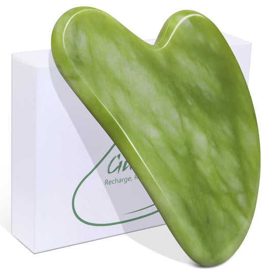 BAIMEI Gua Sha Facial Tools Face Massager for Skin Care Guasha Tool for Face Relaxation and Reduce Puffiness Skin Care Tool Self Care Gift for Men Women - Xiuyan Jade
